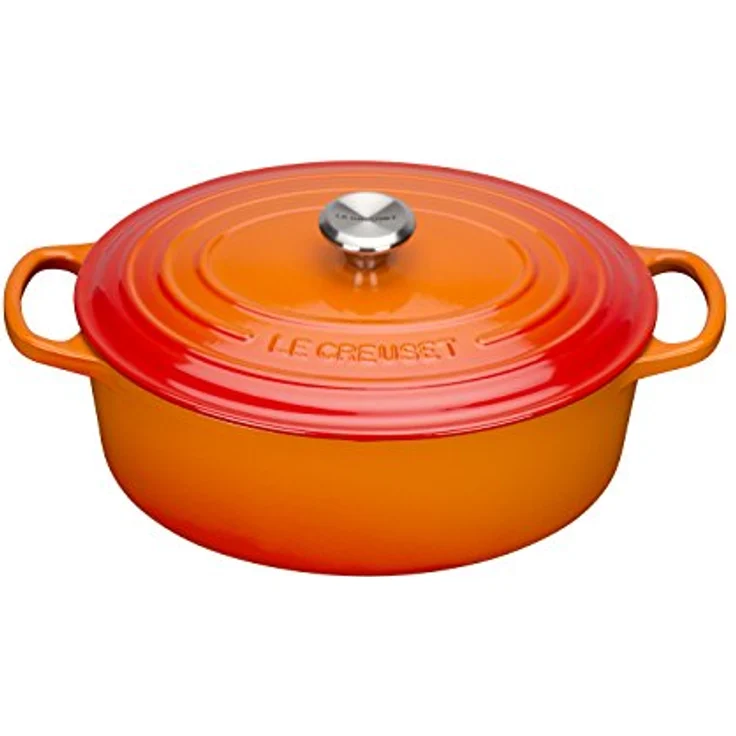 Le Creuset Signature Gusseisen-Bräter mit Deckel, Durchmesser 33 cm, Oval, Für alle Herdarten und Induktion geeignet, Volumen: 7,5 l, Ofenrot  – Bild 1