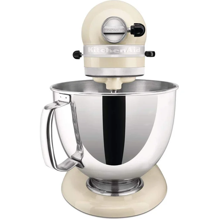 KitchenAid Artisan 5KSM175PSEAC Küchenmaschine mit Direktantrieb, 4,8 L Edelstahlschüssel, inkl. 3 L polierte Schüssel, Spritzschutz, 10 Geschwindigkeiten, creme, Serie: 5KSM175PS – Bild 2