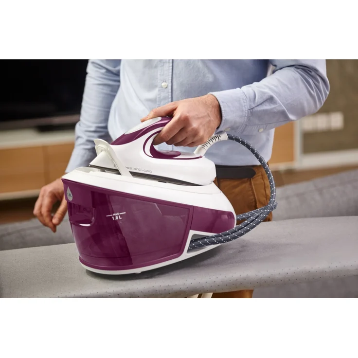 Tefal SV8054 Express Anti-Calc Dampfbügelstation, 2800 Watt, weiß-lila, 1,8 l, Verriegelungs-System, Durilium AirGlide, Abschalt-Automatik, weiß, lila – Bild 9