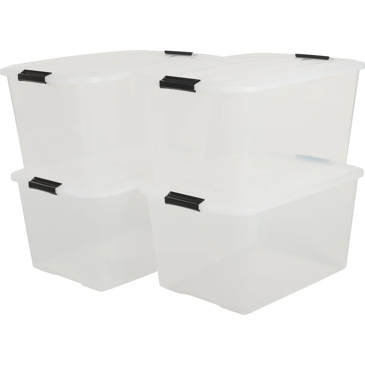IRIS 4er-Set stapelbare Aufbewahrungsboxen 'Top Box', mit Deckel und Klickverschluss, 45 Liter, Kunststoff - Plastik, transparent, 39 x 57,5 x 30 cm – Bild 1