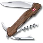 Victorinox Wine Master Taschenmesser, mit Holzgriff, 6 Funktionen, Korkenzieher, 2-Stufige Stütze, Lederetui, nussbaumholz