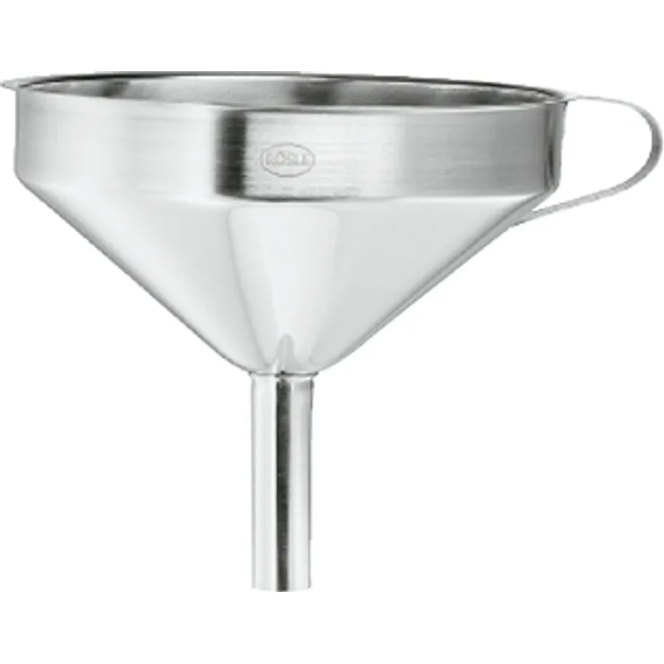 RÖSLE Gastro Trichter Ø 12 cm, Edelstahl 18-10, seitlicher Griff, herausnehmbarer Siebeinsatz, spülmaschinengeeignet