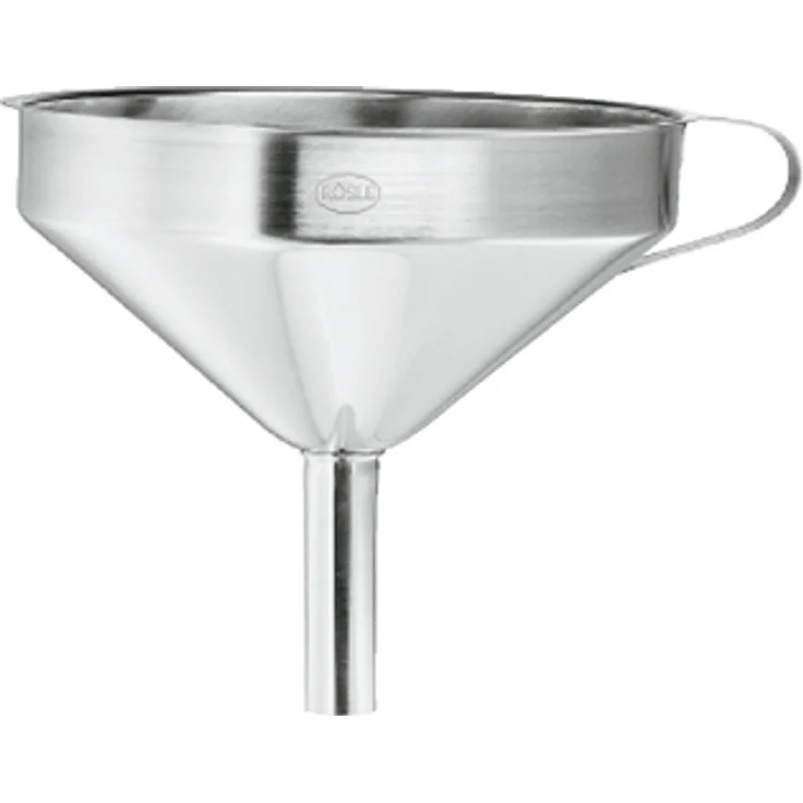 RÖSLE Gastro Trichter Ø 12 cm, Edelstahl 18-10, seitlicher Griff, herausnehmbarer Siebeinsatz, spülmaschinengeeignet – Bild 1