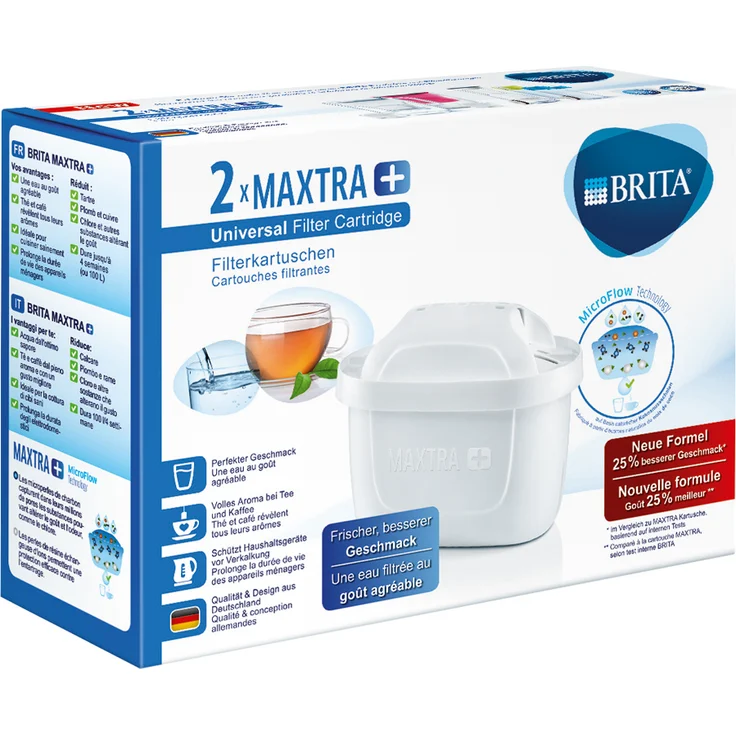 BRITA Filterkartuschen MAXTRA+ im 2er Pack – Kartuschen für alle BRITA Wasserfilter zur Reduzierung von Kalk, Chlor & geschmacksstörenden Stoffen im Leitungswasser – Bild 1
