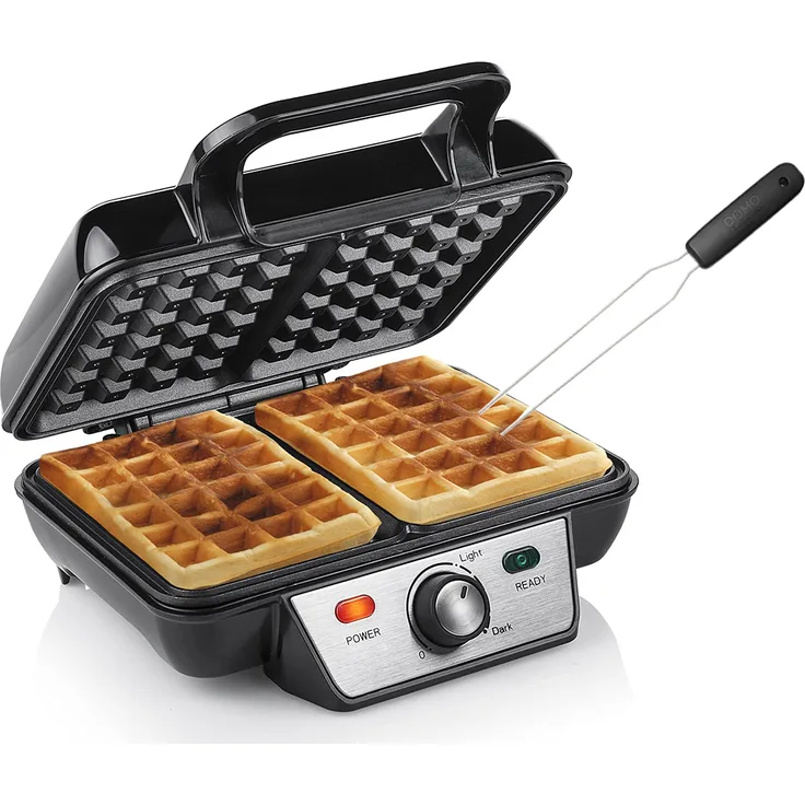 Tristar 2in1 Doppel Waffeleisen eckig für dicke Belgische Waffeln 23x16cm & Waffelgabel