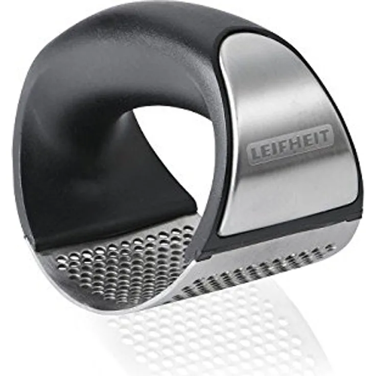 Leifheit Knobi King, Knoblauchpresse, Knoblauchschneider aus rostfreiem Edelstahl, spülmaschinenfest, garlic press, Design, Küchenhelfer, einfache Handhabung und Reinigung