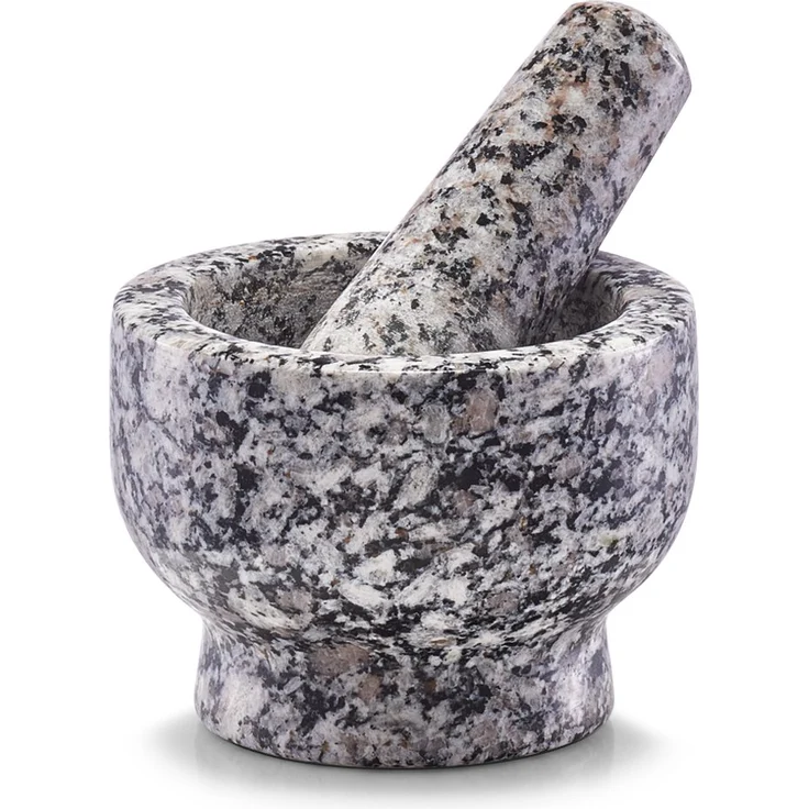 Zeller 24505 Mörser und Stößel-Set, Granit, grau, ca. 9 x 9 x 6,5 cm – Bild 1