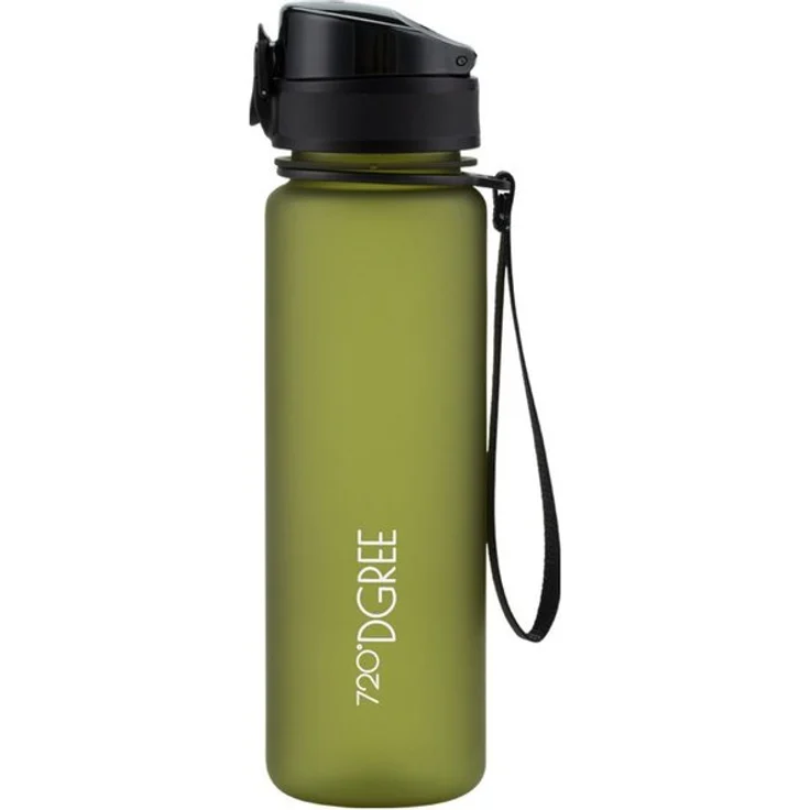 720°DGREE Trinkflasche uberBottle, Trinkflasche, Wasserflasche, 500ml, Auslaufsicher, Sportflasche, für Schule, Sport, Fahrrad, Outdoor, Wandern, mit Früchtesieb, olivgrün – Bild 1