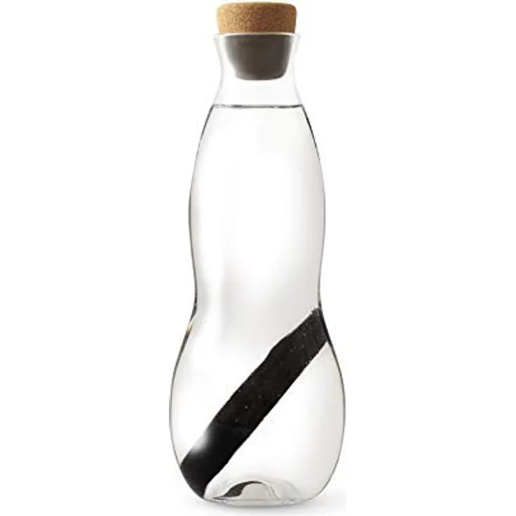 black & blum EC002 Glasflasche mit Aktiv Kohle Filter Borosilikatglas Kork 1100 ml Wasserflasche