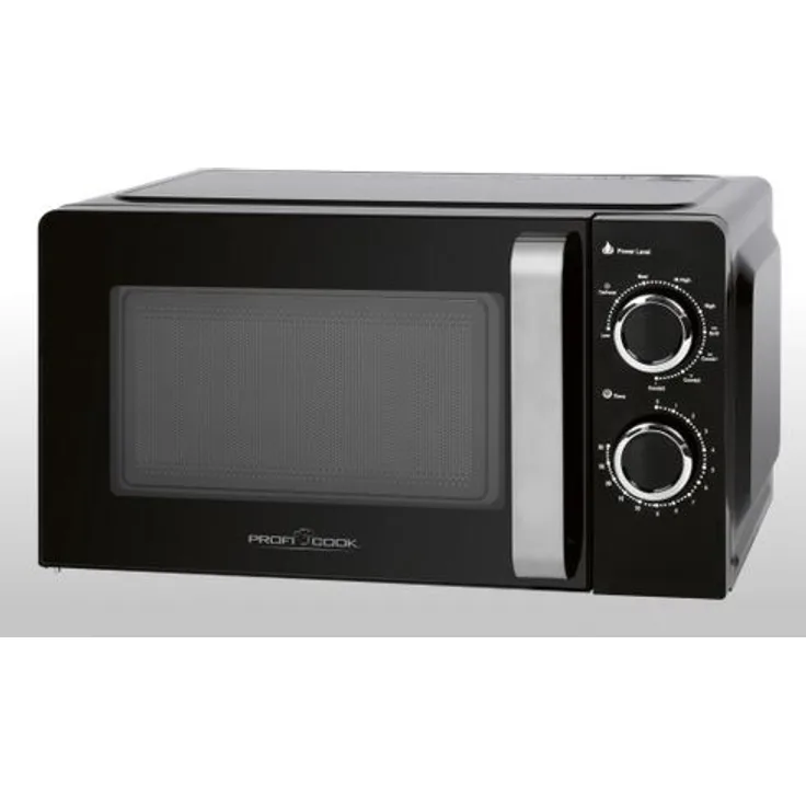 ProfiCook PC-MWG 1208 Mikrowelle mit Grill, Standgerät, 17 Liter Garraum, 700 Watt, 30 Minuten-Timer mit Endsignal, Schwarz