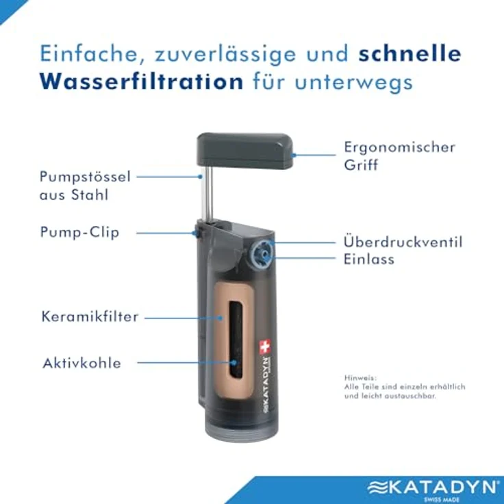 Katadyn Explorer Filter, 2-stufige Wasseraufbereitung mit Keramikelement und Aktivkohle, robust für extreme Bedingungen – Bild 6