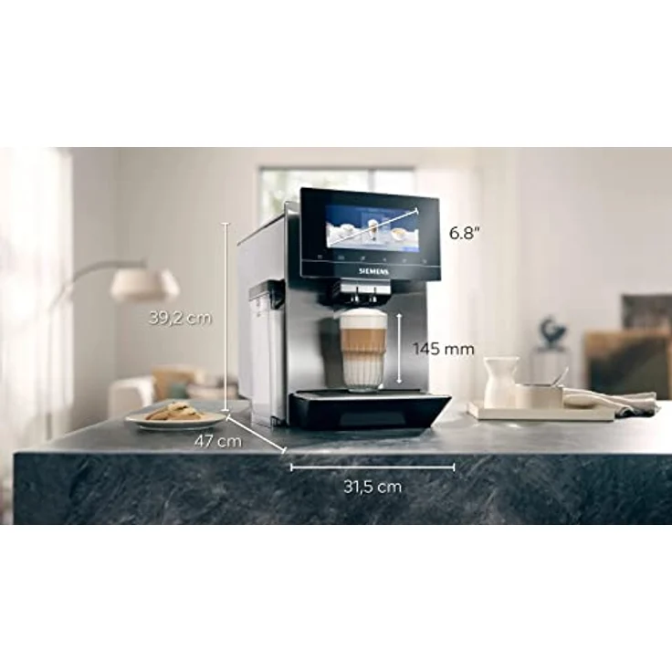 SIEMENS EQ900 TQ905R03, vollautomatische Kaffeemaschine mit Mühle, BaristaMode, eGrinder, beanIdent System, 6.8" iSelect Display, Home Connect App, Edelstahl – Bild 2