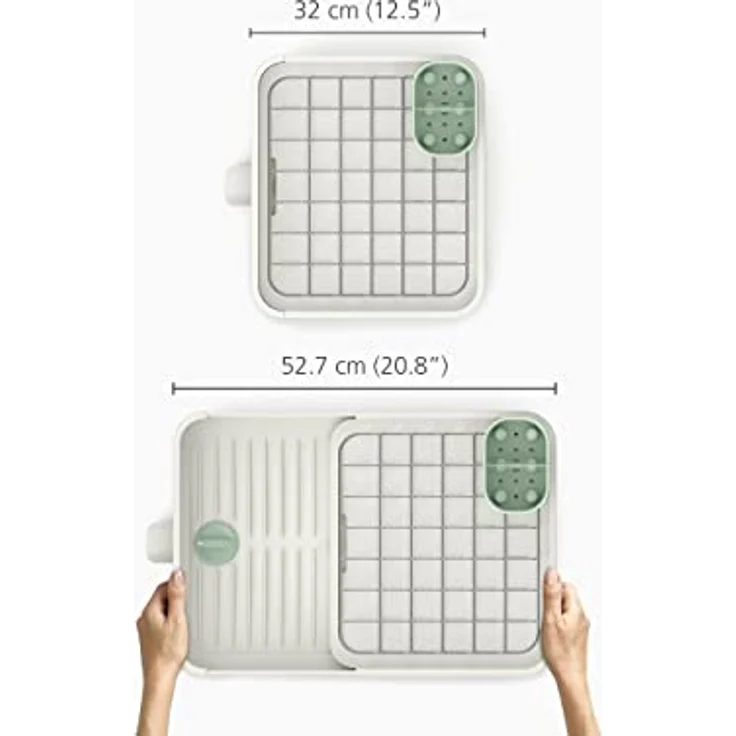 Joseph Joseph Extend Ausziehbares Abtropfgestell - Light Stone/Sage, Verstellbarer Geschirrabtropfkorb, Geschirrständer mit Abnehmbarem Besteckhalter, schwenkbarem Abfluss – Bild 2