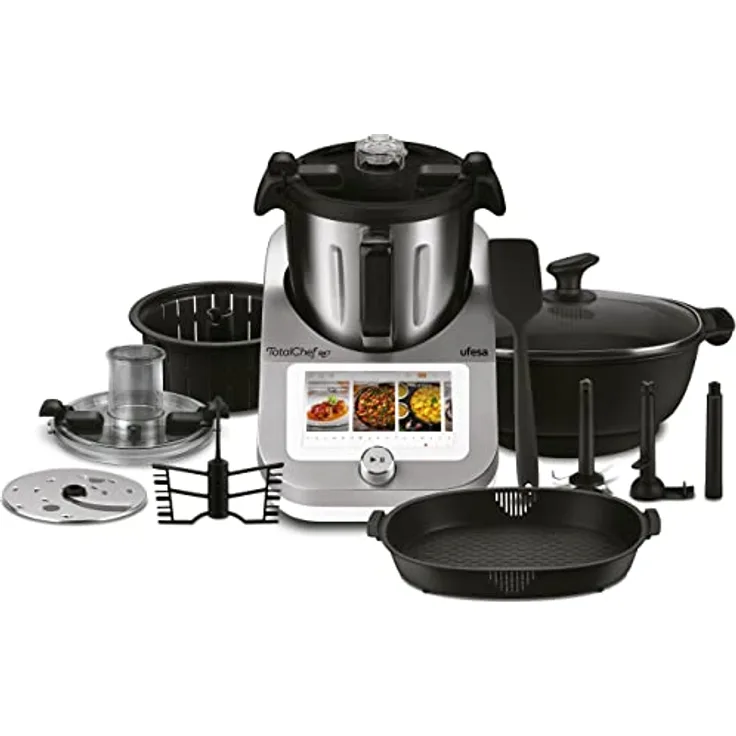 Ufesa TotalChef RK7 Küchenmaschine mit WLAN, Multifunktions Küchenroboter mit Kochfunktion, Kochroboter 30 Funktionen, 4.5L, 7-Zoll-Touchscreen, Interaktives Rezeptbuch