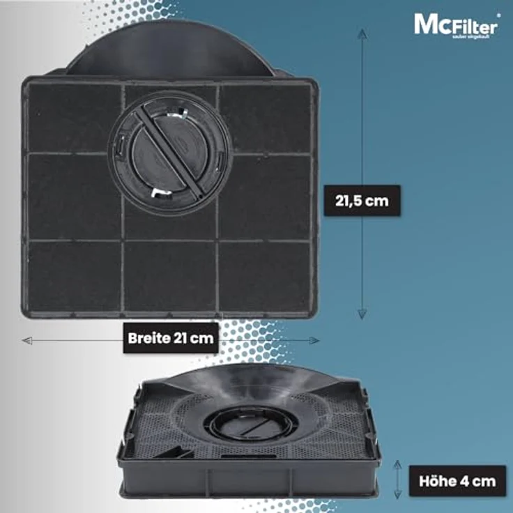 McFilter Aktivkohlefilter Kohlefilter für Elica F00189/S, CHF 303, IKEA Nyttig, FIL 558, Bauknecht 484000008581, AEG 902979360/2 - Eckig, gewölbt, 214 x 208 x 40 mm – Bild 2