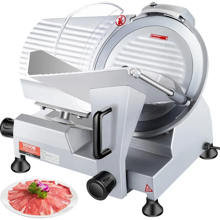 VEVOR Allesschneider Kommerzieller Fleisch Allesschneider 320 W Elektrische, Aluminiumguss, 45 # Kohlenstoffstahl, einstellbare Dicke, hohe Scheibenausbeute, Zuverlässigkeit & Sicherheit, einfache Reinigung, vielseitig einsetzbar