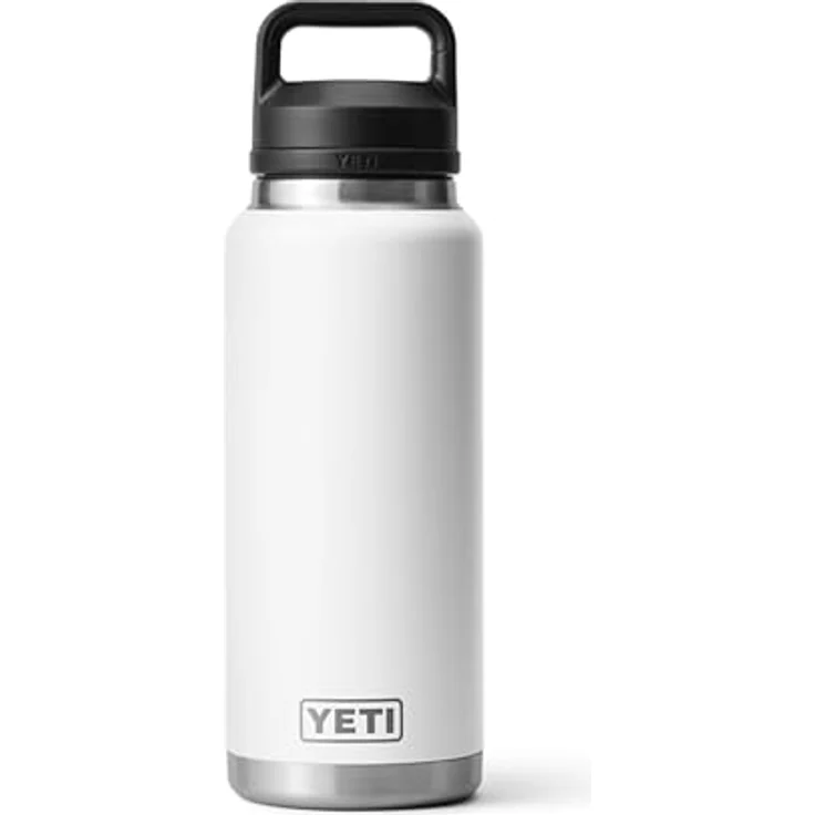 YETI Rambler Flasche 36 oz (1 L) mit Chug-Verschluss, 100 % auslaufsicher, doppelwandige Vakuumisolierung, Edelstahl, weiß – Bild 2