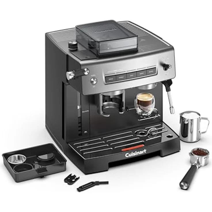 Cuisinart Bean-to-Cup Espresso Machine, Siebträgermaschine mit 20 bar Druck, 2,2 l Wassertank, Schwarz und Silber – Bild 1