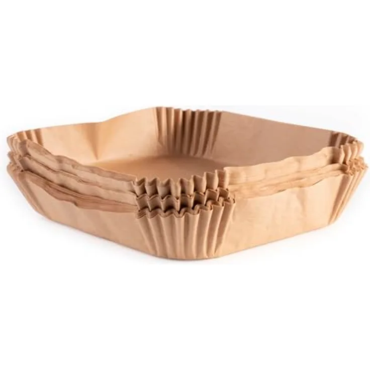 KOCHWERK Backpapier-Schalen für Heißluft-Fritteusen | 4,5 cm hoher Rand, antihaftbeschichtet, hitzebeständig bis 220°C, 100er-Set