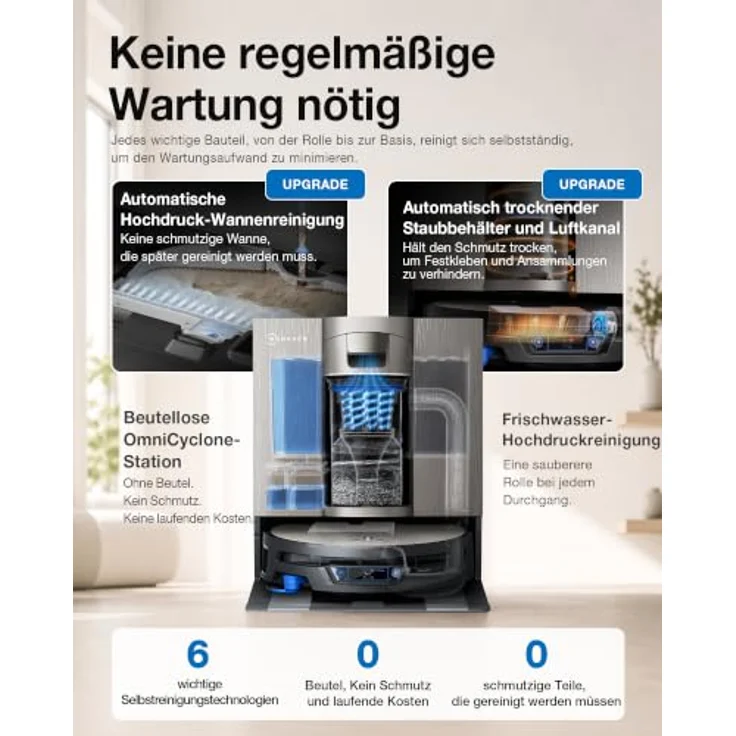ECOVACS X12S OMNICYCLONE Care Kit, Saugroboter mit Wischfunktion, 53AW Saugkraft, TruEdge 3.0 und PowerBoost Charging Plus – Bild 5