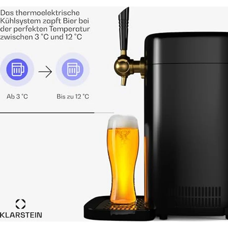 Klarstein FrostBrew Bierzapfanlage, Zapfanlage für 5 L Fässer mit CO2-Drucksystem, thermoelektrischer Kühlung und LED-Beleuchtung, 60W – Bild 5