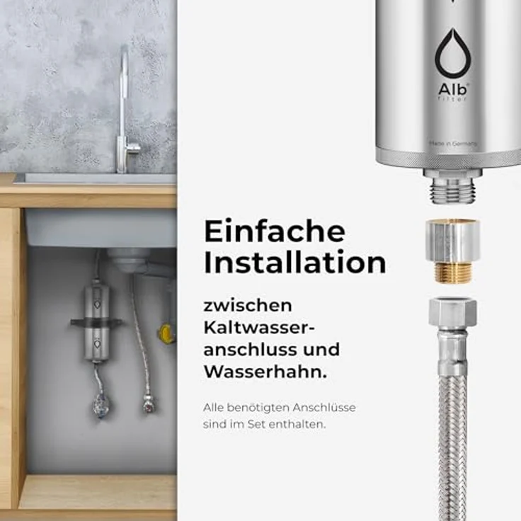 Alb Filter Fusion Untertisch-Wasserfilter Active und Nano, Doppelstufen-Filtration, 0,1 Mikrometer Hohlfasermembran, Legionellen- und Bakterienschutz, inkl. Standard-Anschluss-Set und Protect Vorfilter – Bild 5