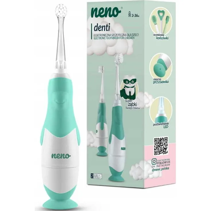 Xblitz Neno Denti Elektrische Zahnbürste für Kinder ab 3 Jahren, oszillierend, in Weiss und Türkis