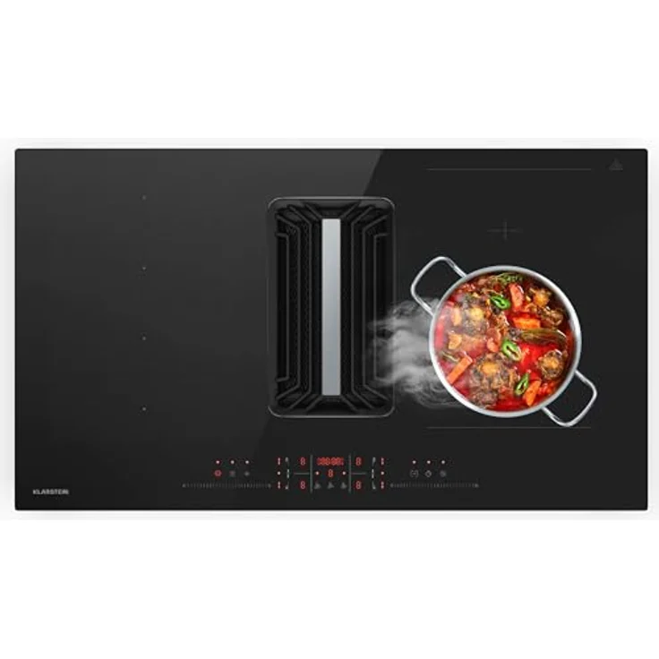 Klarstein AirJet Induktionskochfeld mit Dunstabzug, 12 kW, Boost 750 m³/h, 9 Stufen, Touch-Bedienfeld, leise 58 dB, Bridge-Connect, Schwarz – Bild 1
