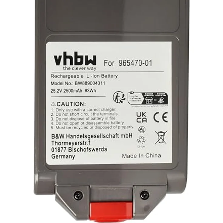vhbw Akku kompatibel mit Dyson V12 Detect Slim, Detect Slim Extra, Detect Slim Absolute + Staubsauger Grau (2500 mAh, 25,2 V, Li-Ion)  – Bild 5