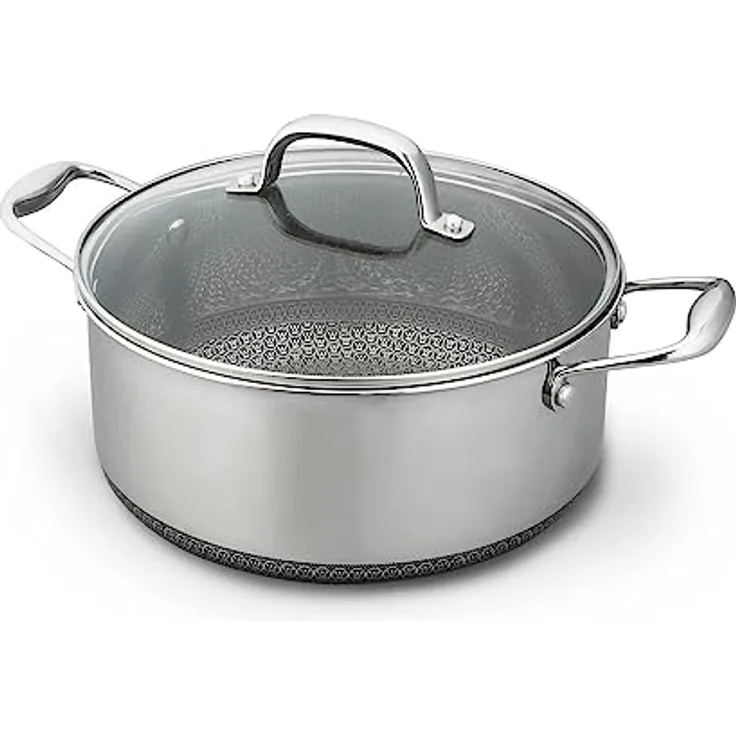 Westinghouse Black Signature Kochtopf mit Deckel 24 cm, Kasserole 4,4 L, 3-lagige Antihaftbeschichtung, aus Aluminium und Edelstahl, für alle Herdarten, effiziente Wärmeverteilung, Induktionsgeeignet