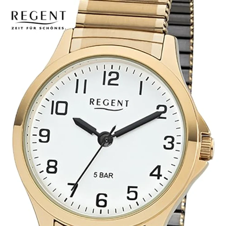 Regent Armbanduhr Damen Zugarmband 2243489, Quarzuhr, 29 mm, gelbgold – Bild 2