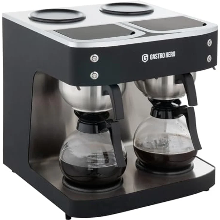 GastroHero Filterkaffeemaschine, 2x 2 Liter schwarz, mit 2 Glaskannen, für 200 Tassen/Stunde, ideale Filterkaffeemaschine für Gastronomie und Café – Bild 2