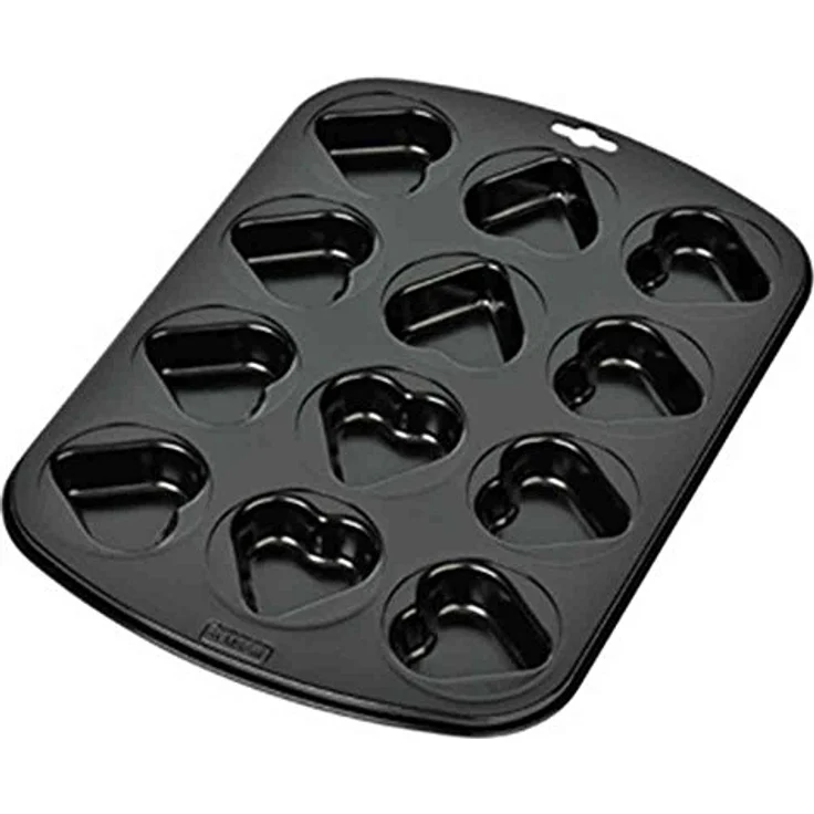 Kaiser Mini-Herz Muffinform, für 12 Muffins, 38 x 27 cm, Standardgröße antihaftbeschichtet kurze Backzeit für süße und herzhafte Rezepte – Bild 2