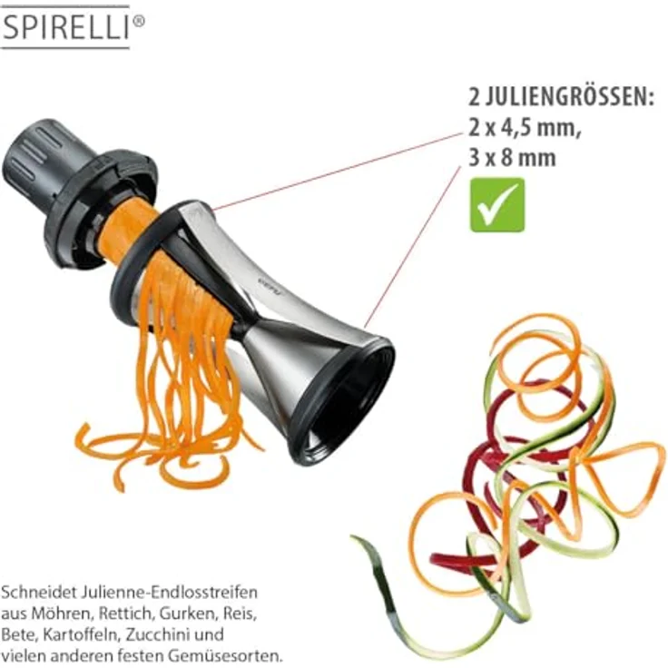 Original Gefu Spiralschneider 13700 - Perfekte Gemüsespaghetti im Handumdrehen dank Spirelli XL ? Profi Küchenhelfer – Bild 6