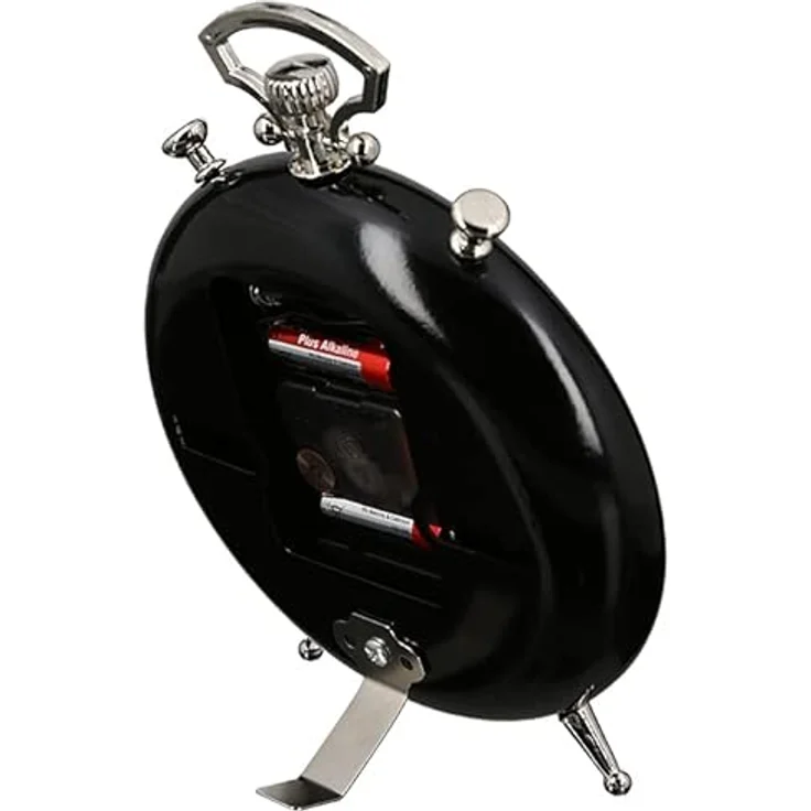Casablanca Transmission Uhr, Wecker aus Metall/Glas, schwarz/ silber mit bewegenden Zahnrädern, Höhe 25 cm – Bild 5
