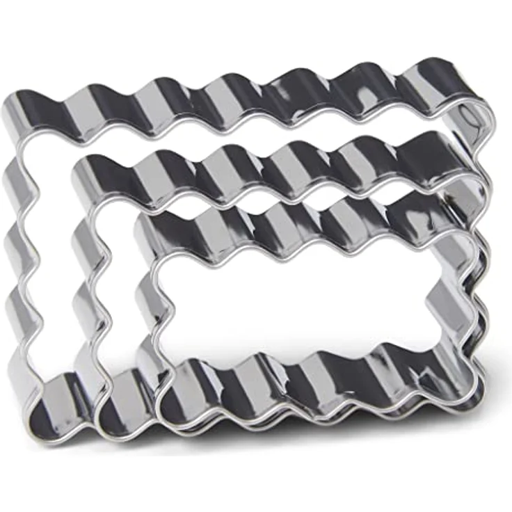 patisse 13706 – Set mit 3 rechteckigen und gezackten Ausstechformen für Kekse, kleine Butter – Edelstahl – 3 Größen: 4,5 x 2,5 cm/5,5 x 3,5 cm/6,5 x 4,5 cm – Bild 1