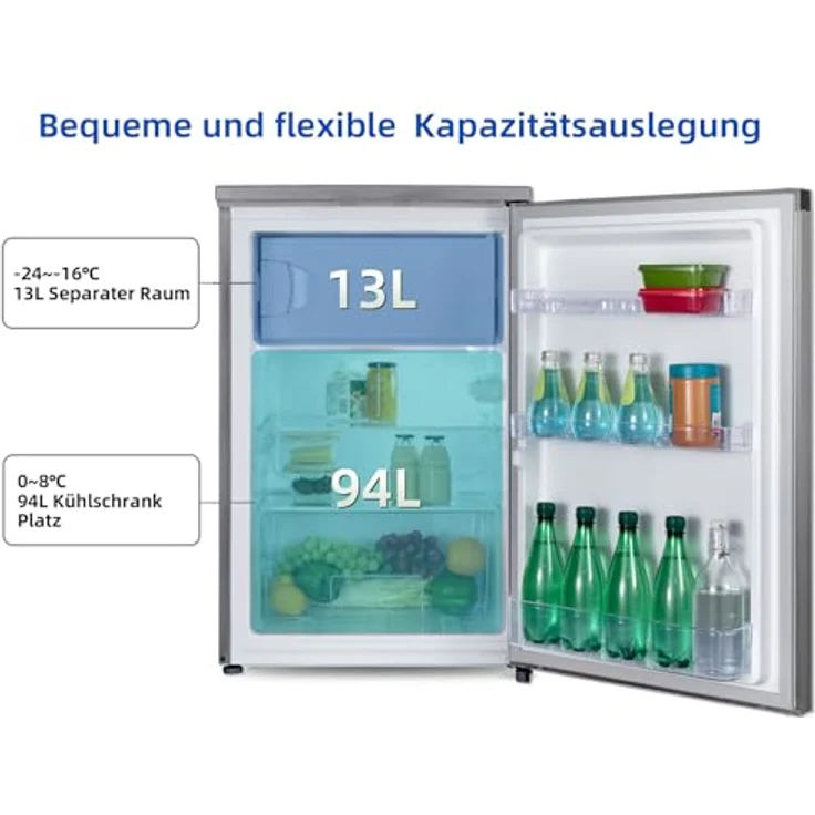 CHiQ KMRF110SD Table Top Kühlschrank, 107L, EEK C, 37dB, integriertes Gefrierfach, schnelle Kühlung, Auto Drain, 84.5 cm hoch, 54.9 cm breit – Bild 3