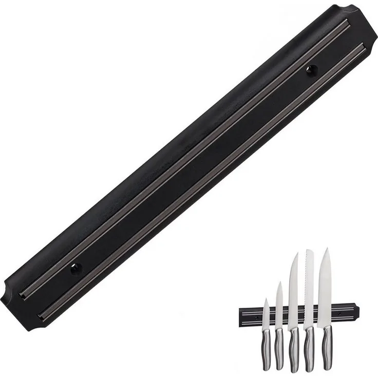 Relaxdays Wand-Magnet Messer-Leiste Magnetleiste schwarz - Praktische Ordnung für Küche und Werkstatt, maximale Belastbarkeit 4 kg
