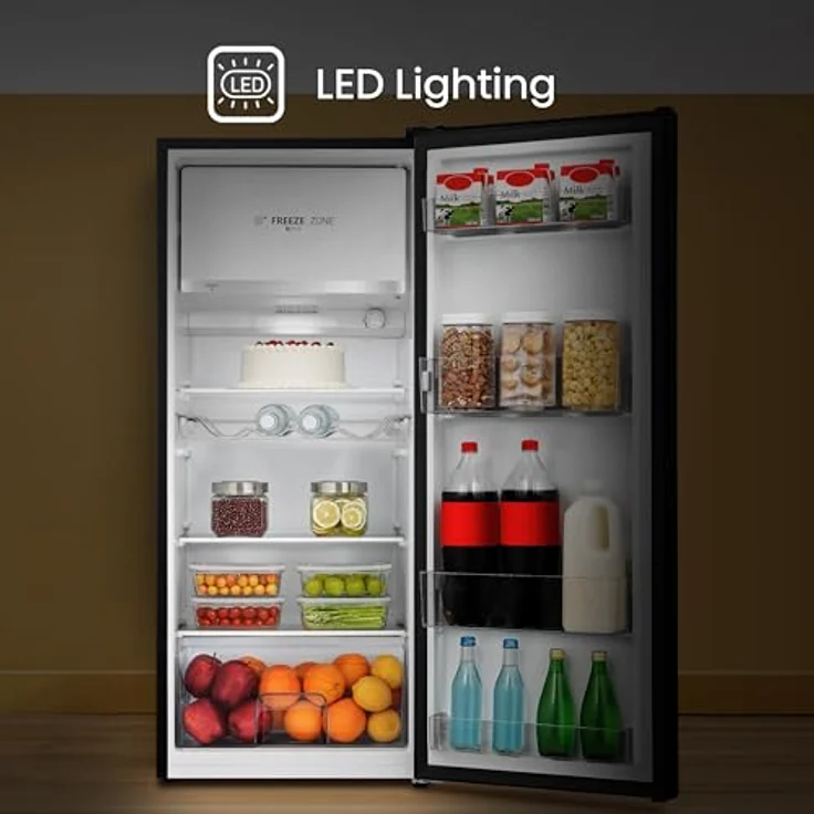 Hisense RR220D4BBE - Kühlschrank mit einer Tür, Freeze Zone Gefrierschrank, 165 l Fassungsvermögen, 128 cm hoch, Class E, Weinregal, Cycle Defrost (zyklisch), Obst- und Gemüseschublade, Schwarz – Bild 4