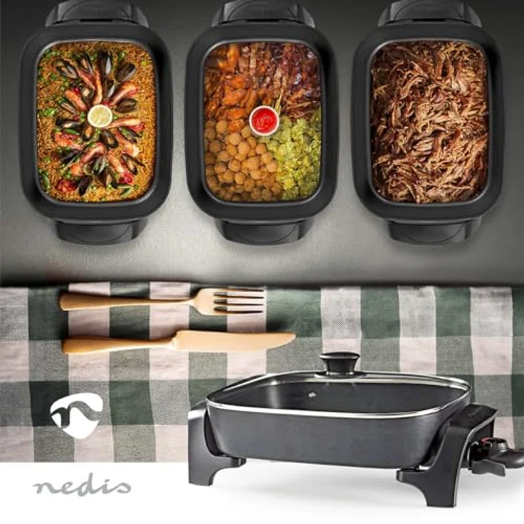 Nedis FCSP110EBK40, Tischgrill elektrisch mit einstellbarem Thermostat, Schwarz – Bild 8