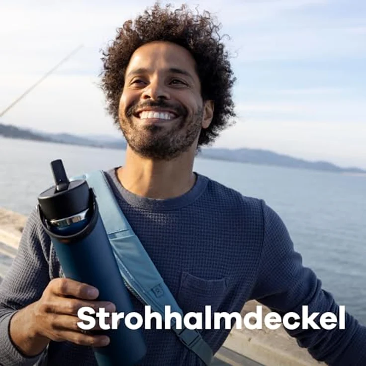 Hydro Flask Trinkflasche Standard Mouth 710 ml mit Wide Flex Straw Cap und TempShield™-Isolierung, hält Getränke bis zu 24 Stunden kalt, schwarz – Bild 4