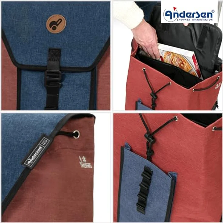 ANDERSEN Einkaufstrolley - Royal Shopper Oli.P 2.0 blau 50 L Einkaufswagen, hochwertig, Shopping, Thermo, Aluminium, klappbar, luftbereiftes Kugellagerrad – Bild 5