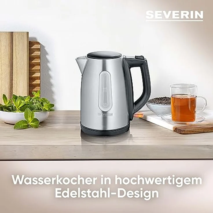 SEVERIN WK 3469 Wasserkocher (ca. 2.200 W, 1 L) edelstahl-schwarz – Bild 3