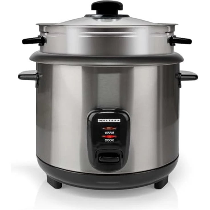 Melissa Reiskocher 1,5 L - 500 W Edelstahl, Antihaft-Innentopf, Dämpfkorb, Warmhaltefunktion, Kochtrockenschutz, inkl. Messbecher und Löffel – Bild 3
