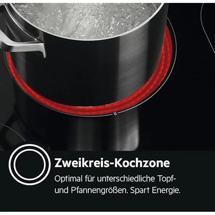 AEG Glaskeramik-Kochfeld TI84HAF7XB, Autark 80 cm, 4 Kochzonen mit Bräter- und Dreikreiszone, Touch-Bedienung, automatische Haubensteuerung, Edelstahl UltraFlatrahmen, inkl. Timer – Bild 4