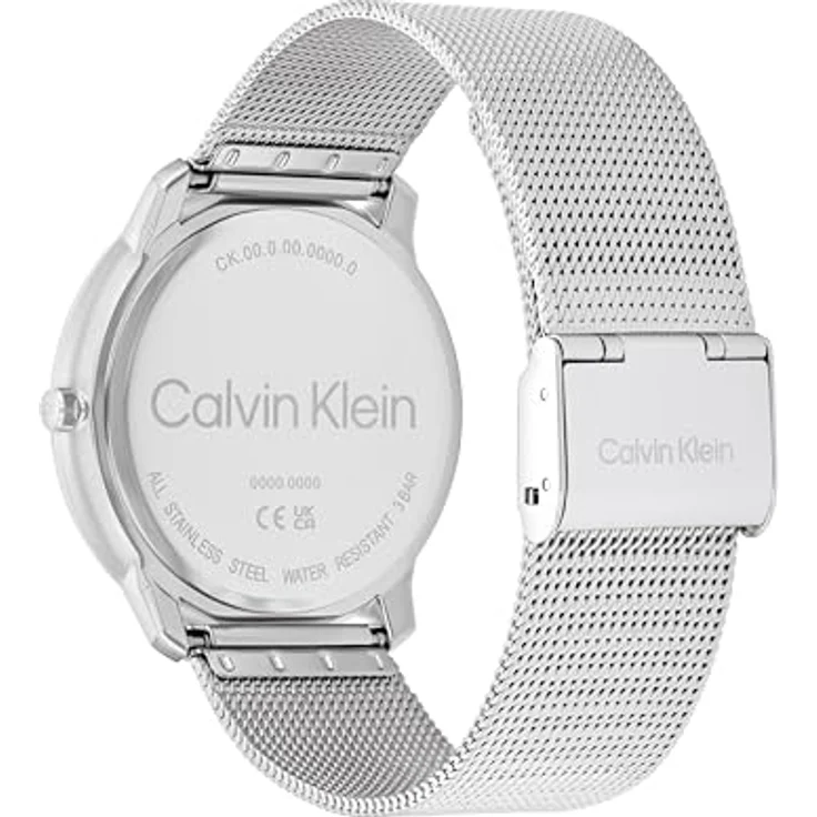 Calvin Klein CK Iconic, Zwei-Zeiger-Quarzwerk-Uhr für Herren mit silbernem Edelstahl-Mesh-Gliederarmband, 40 mm Edelstahlgehäuse, schwarz-silbernes Zifferblatt, 3 ATM wasserdicht – Bild 3