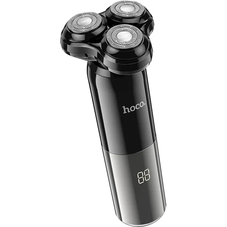 Hoco Drei-Klingen-Rasierer 600mAh mit LED-Digitalanzeigebildschirm IPX7 Wasserdicht Schwarz