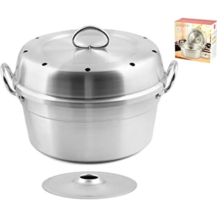 Home Gas-Backofentopf für Süßspeisen, aus Aluminium mit Deckel, 28 cm, Silberfarben – Bild 2