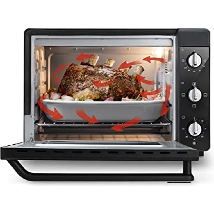 De'Longhi Elektroofen EO40112.BK mit 5 Kochstufen 40 Liter, ausgestattet mit Timer und Innenlicht, Thermostattemperatur 80-230°C, Doppelglas, inklusive Backblech, Grill und Klemme, schwarz – Bild 2