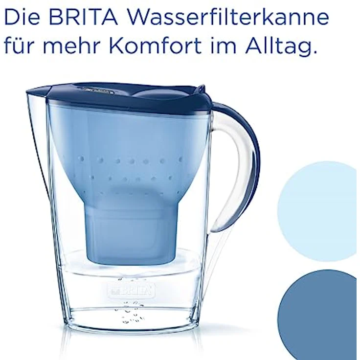 BRITA Wasserfilter-Kanne Marella blau (2,4l) inkl. 3x MAXTRA PRO All-in-1 Kartusche – Filter zur Reduzierung von Kalk, Chlor, Blei, Kupfer & geschmacksstörenden Stoffen im Wasser – Bild 2